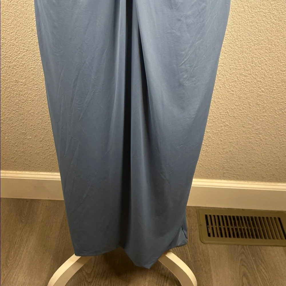 Lulus Mesmerizing‎ Reputation Slate Blue Twist-Front Bodycon Midi Dress Size XL